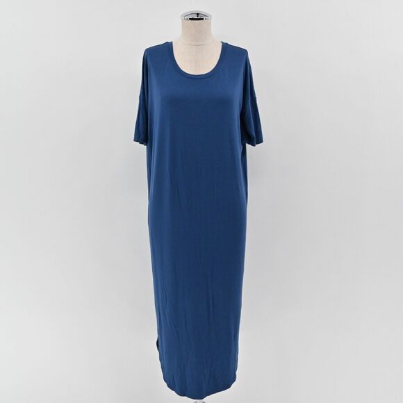 Aritzia Dresses & Skirts - BABATON Dress Size S Aritzia Blue Scoop Neck Dolman Short‎ Sleeve Midi T Shirt